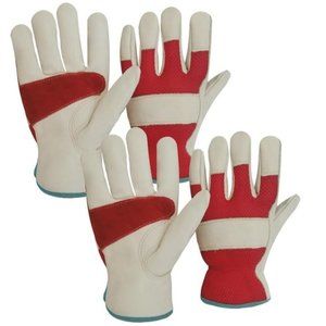 2 Pairs Cow Grain Leather  Work for men and Women Breathable Leather Gloves
